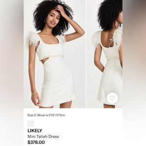 Likely mini Taliah feather dress (size 10)